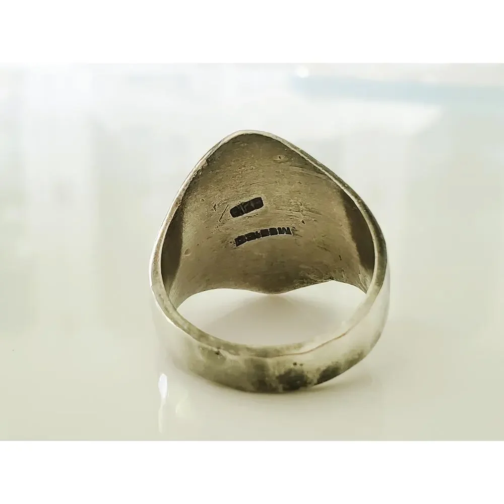 Vintage Mexico Hammered Sterling Silver Modernist Ring
